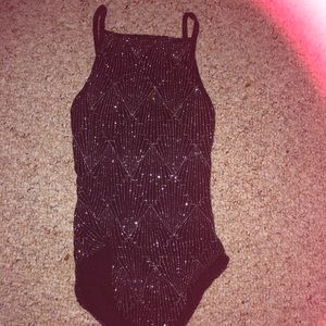 sparkle black halter body suit fancy